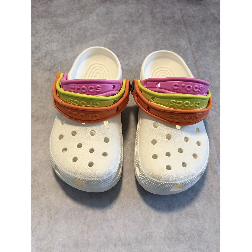 Crocs Classic Clogs White Neon Triple Strap Pink Green Orange Mens 7 Womens 9